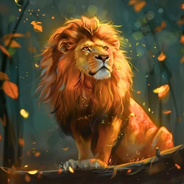 Leeuw krachtdier in meditatie voor kinderen gericht op rust en zelfvertrouwen